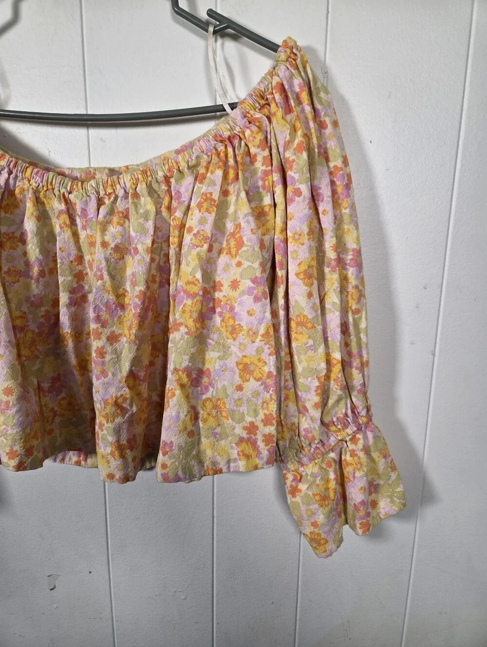 Free People Off-shoulder Floral Cropped Blouse Size XS Oversized